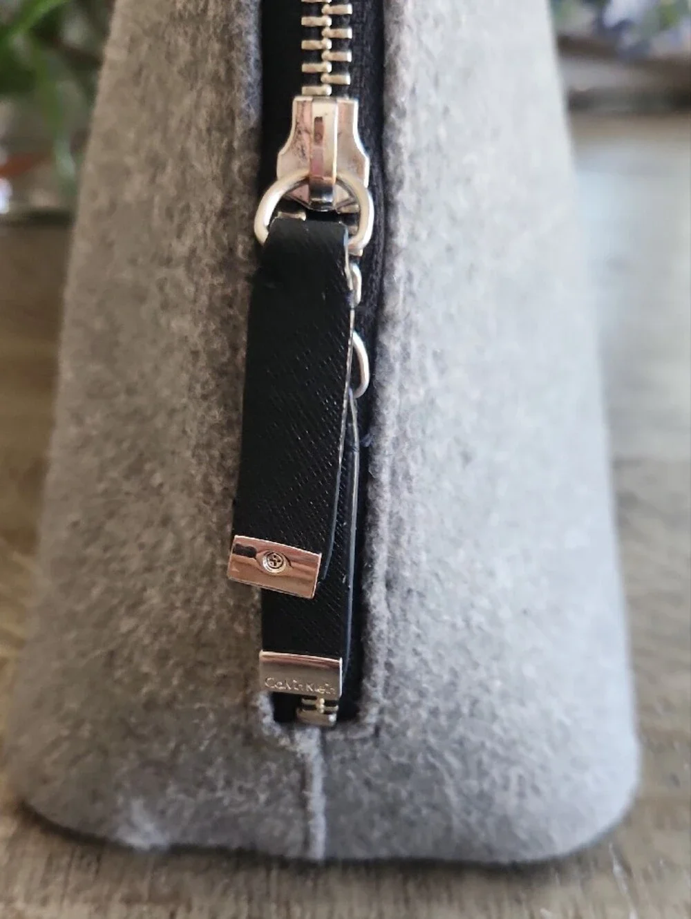 Calvin Klein Gray and Black Felt Satchel